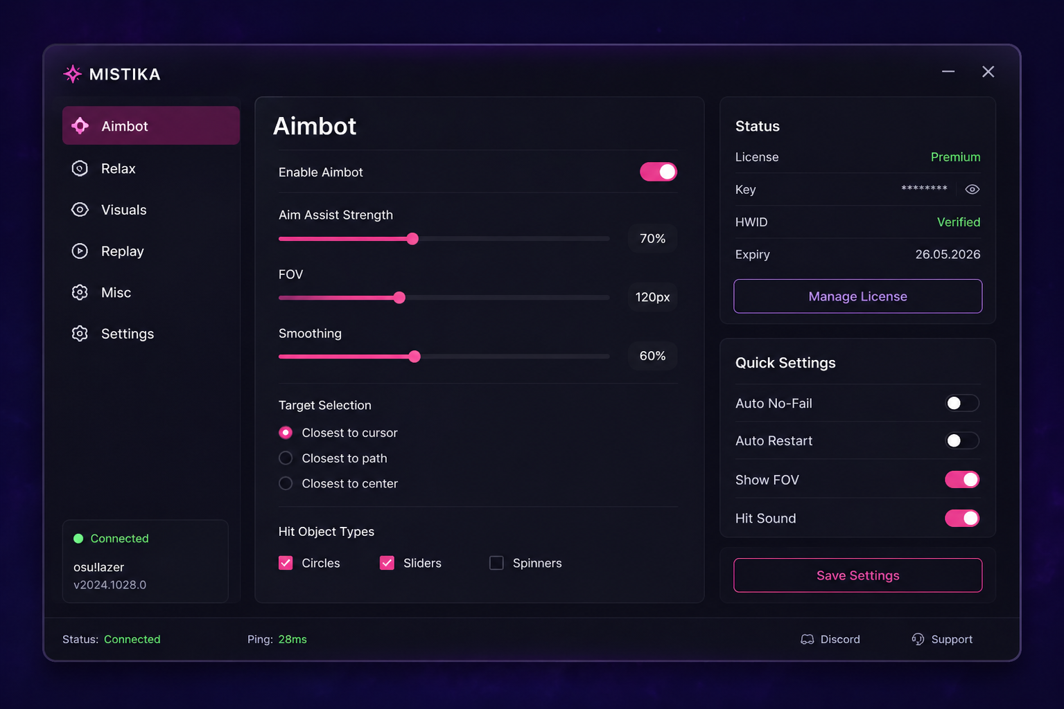 Mistika client screenshot